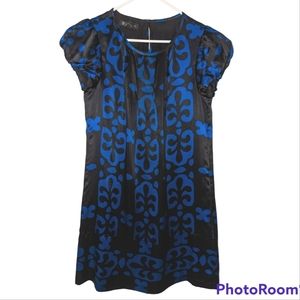 INC International Concepts blue and black silk shift dress size 6